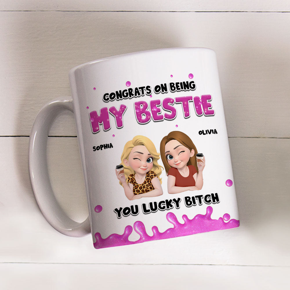Custom Best Friend, Christmas & Birthday Friendship Keepsake Gift • Congrats My Bestie - Personalized Coffee Mug