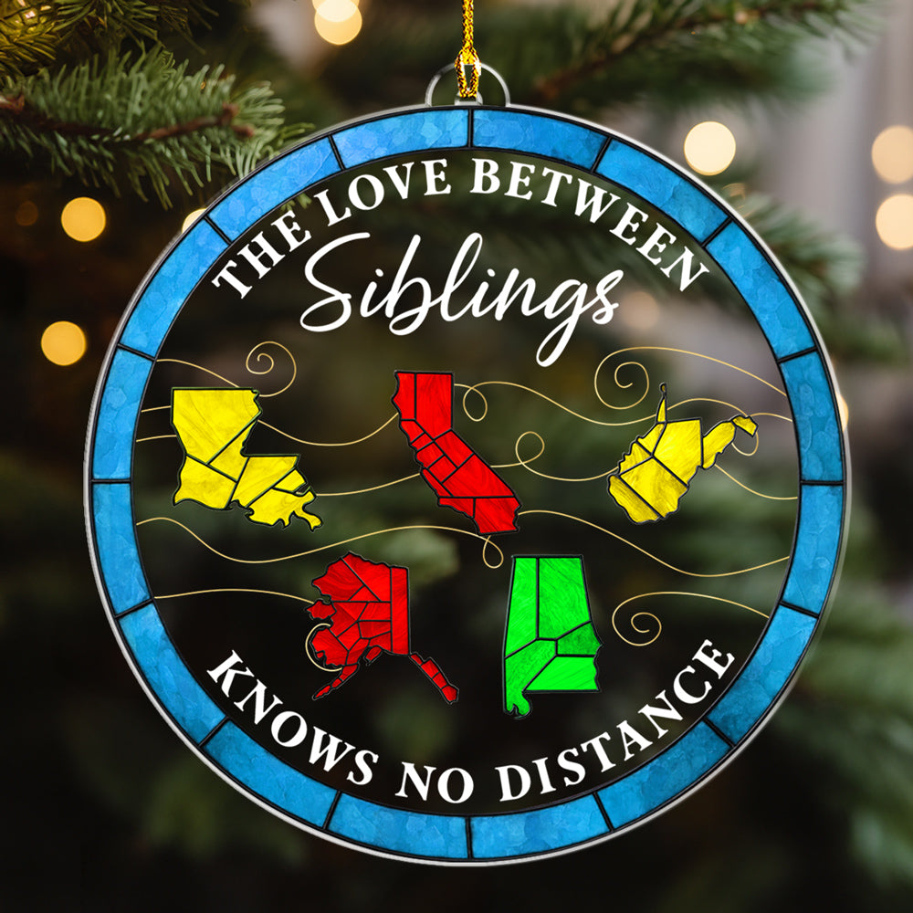 Custom Family Christmas Ornament for Long Distance Families •  Long Distance Love - Personalized Acrylic Ornament