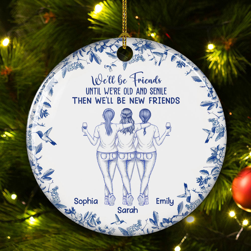 Custom Friendship Christmas Ornament, Best Friend Gift •  From Now Until Always - Personalized Ceramic Ornament