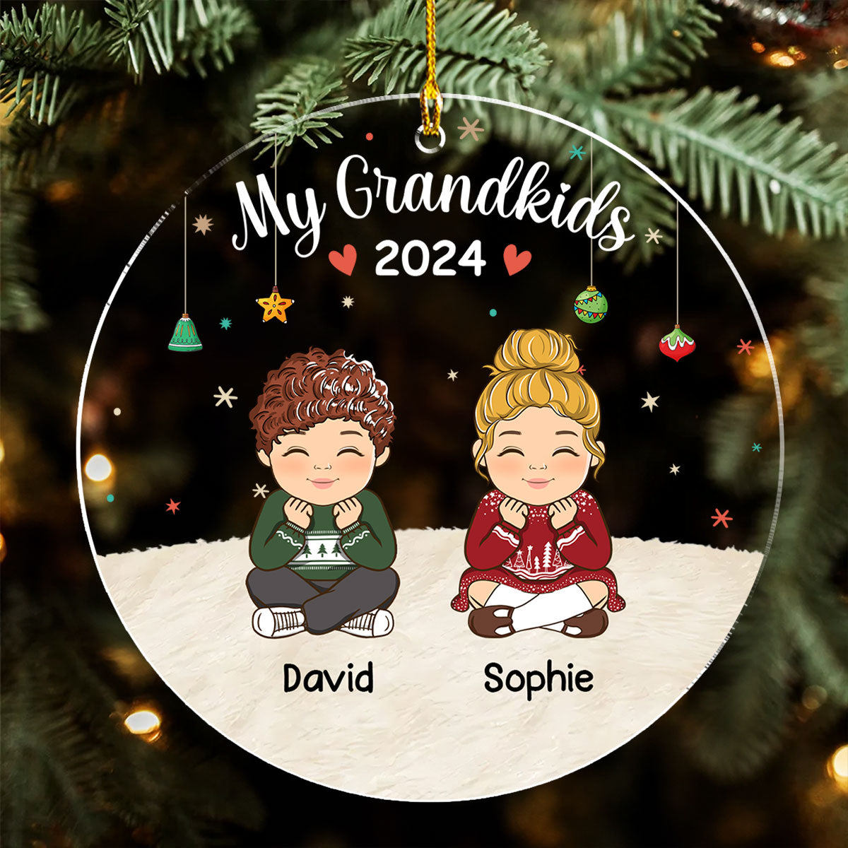 Custom Keepsake Christmas Ornament •  Our Grandkids Christmas - Personalized Acrylic Ornament