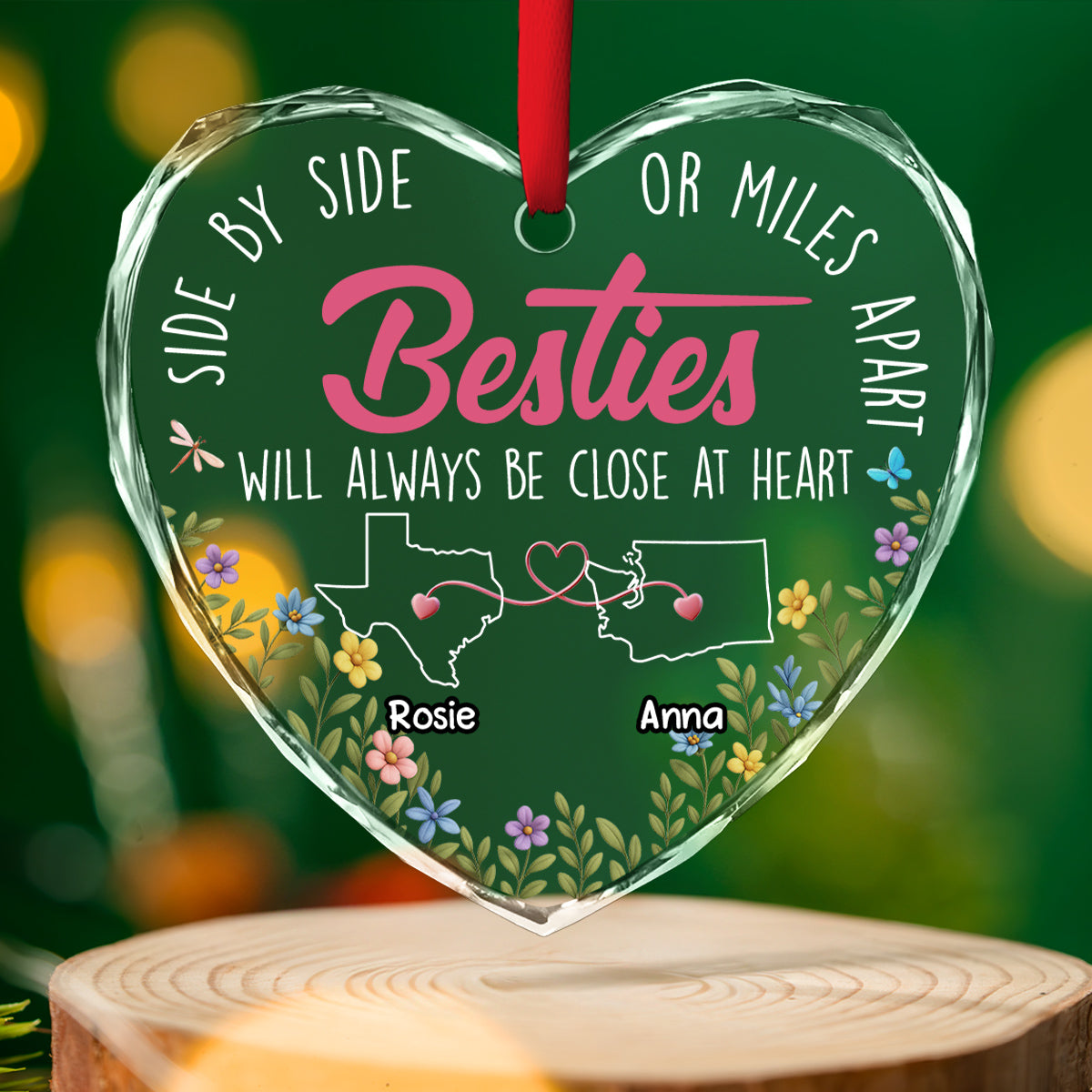 Custom Keepsake Christmas Ornament •  Heart By Heart - Personalized Glass Ornament