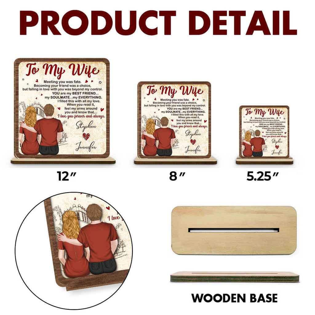 Custom Decor for Wife, Gift for Her • To My Gorgeous Wife - Personalized 2-Layer Wood Plaque With Flat Base