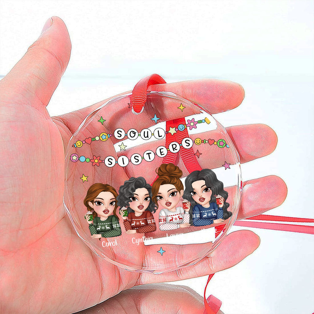 Custom Friendship Christmas Ornament, Best Friend Gift •  Friendship Bracelet - Personalized Glass Ornament