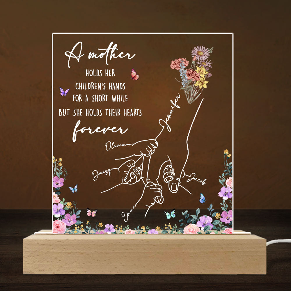 Custom Mother's Day Gift for Mom Grandma • Mother Holds Her Children Heart Forever - Personalized LED Light