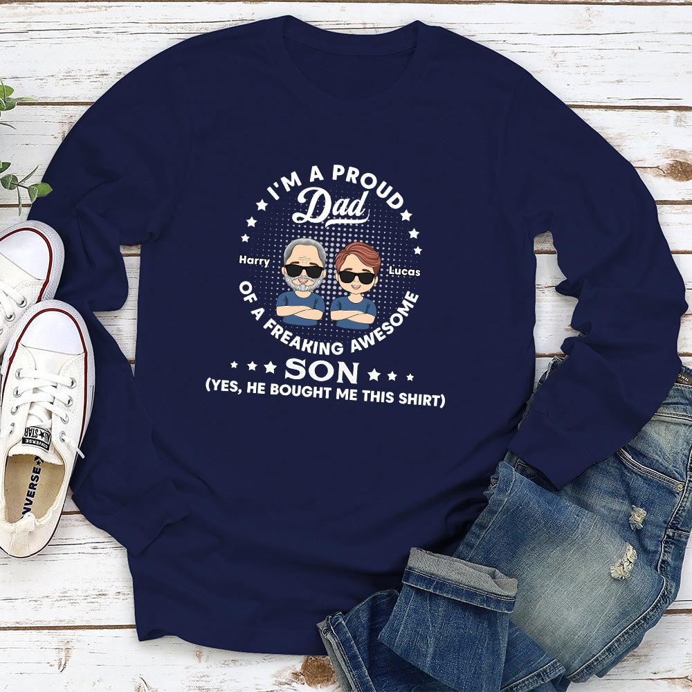 Custom Christmas & Birthday Gift for Dad, Grandpa • Freaking Awesome - Personalized Long Sleeve T-shirt