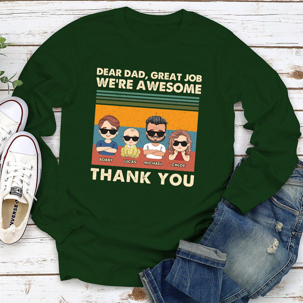 Custom Christmas & Birthday Gift for Dad, Grandpa • Dear Dad - Personalized Long Sleeve T-shirt