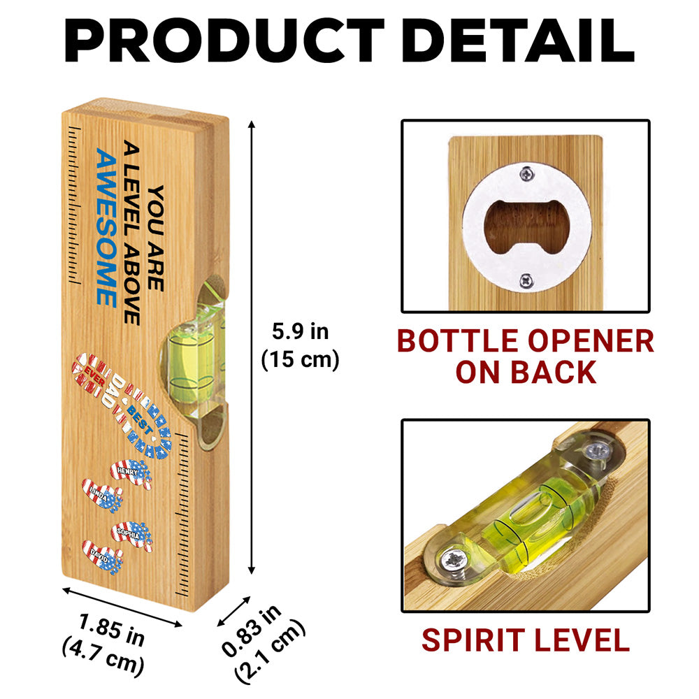 The Power Of Dad Comes From Love - Personalized Wooden Spirit Level Bottle Opener