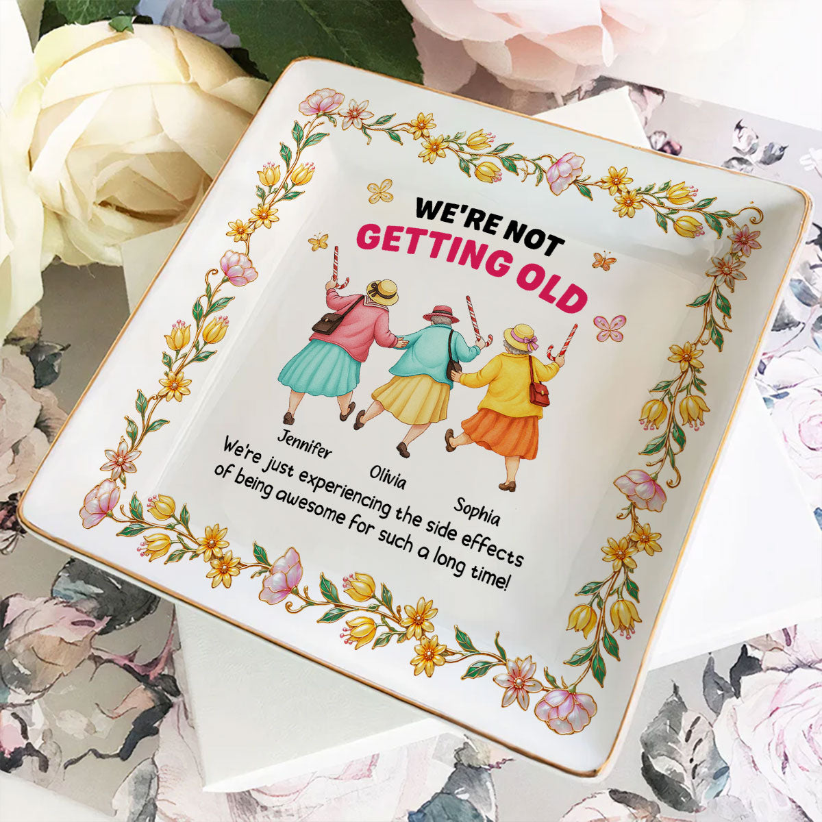 Custom Bestie Trinket Dish, Birthday Christmas Gift For Best Friend • Me And Besties - Personalized Jewelry Dish
