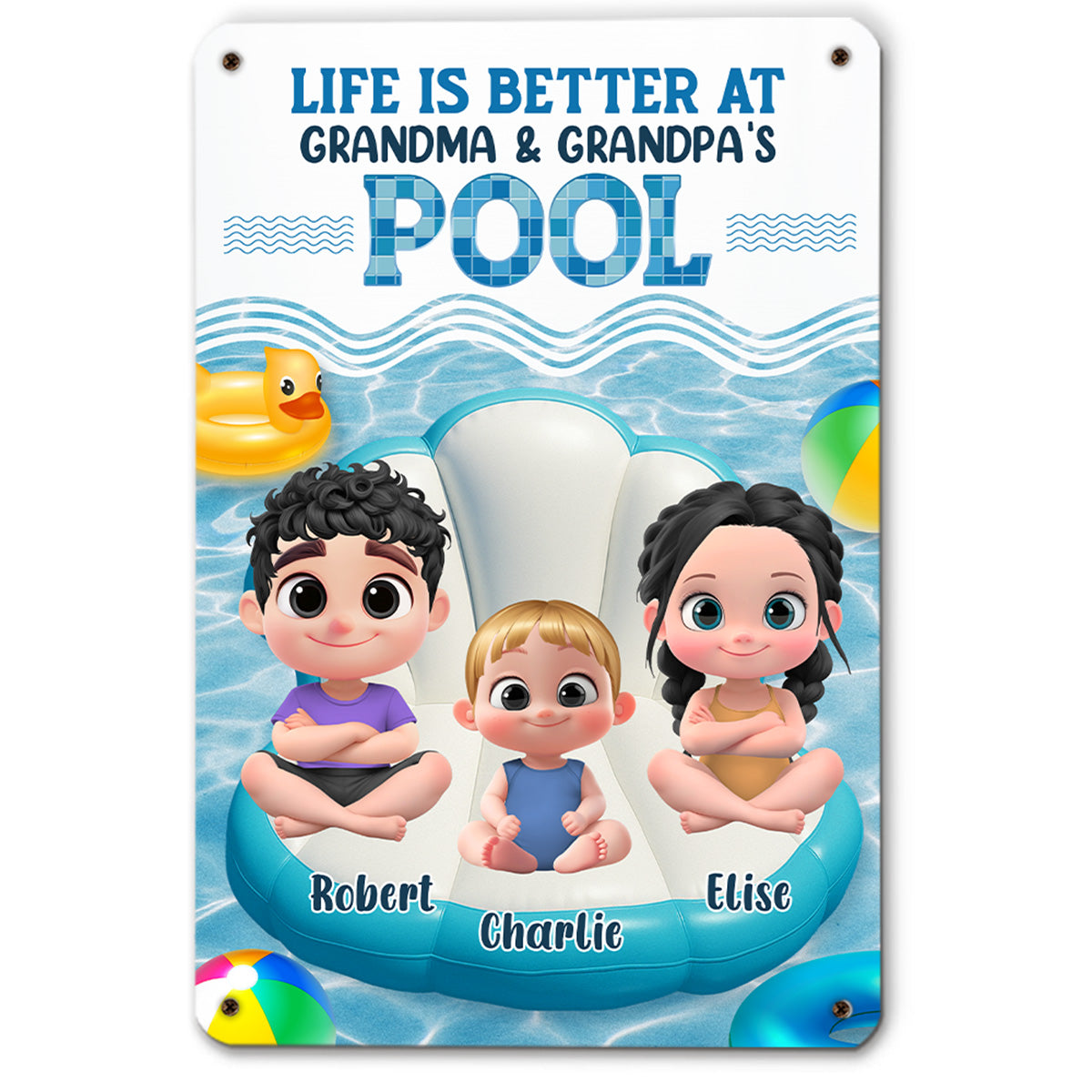 Custom Grandma & Grandpa Summer Backyard, Patio & Porch Decor • Better At Grandma Pool - Personalized Metal Sign