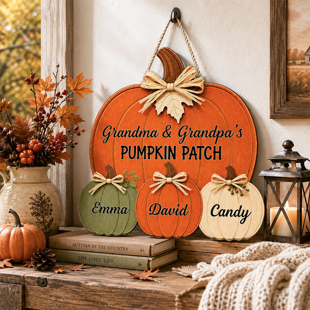 Custom Home & Wall Decor, Birthday & Christmas Gift • A Pumpkin Patch Full Love - Personalized Wood Sign
