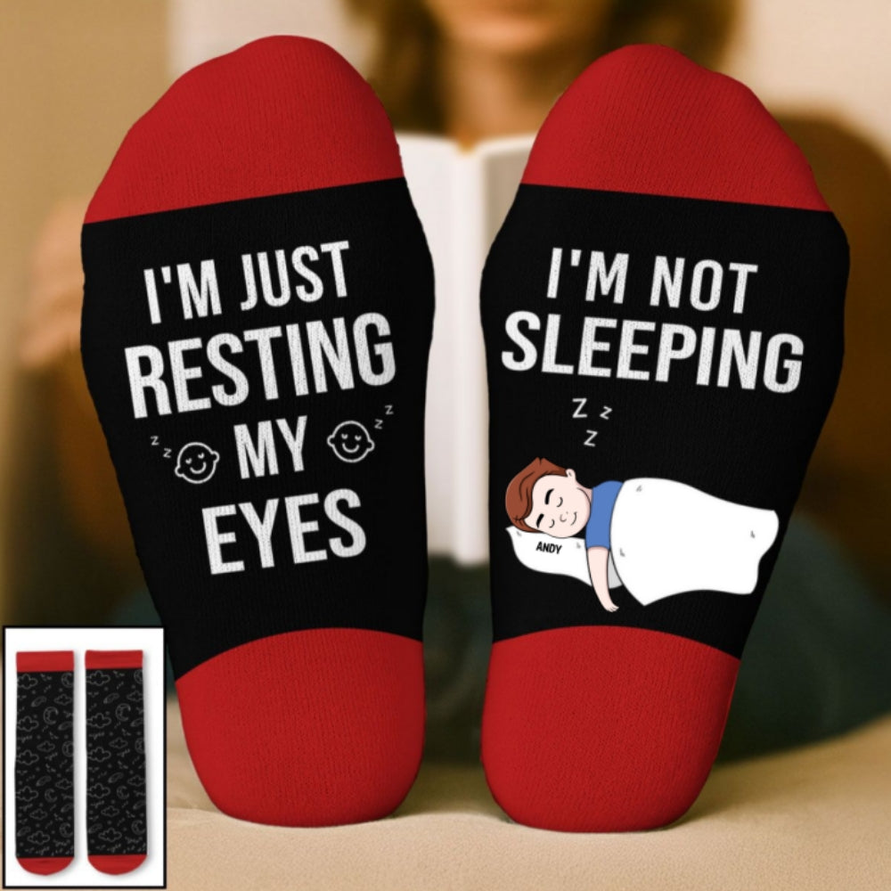Custom Unique Footwear, Christmas Birthday Gift For Him & Her • I Am Just Resting My Eyes - Personalized Crew Socks