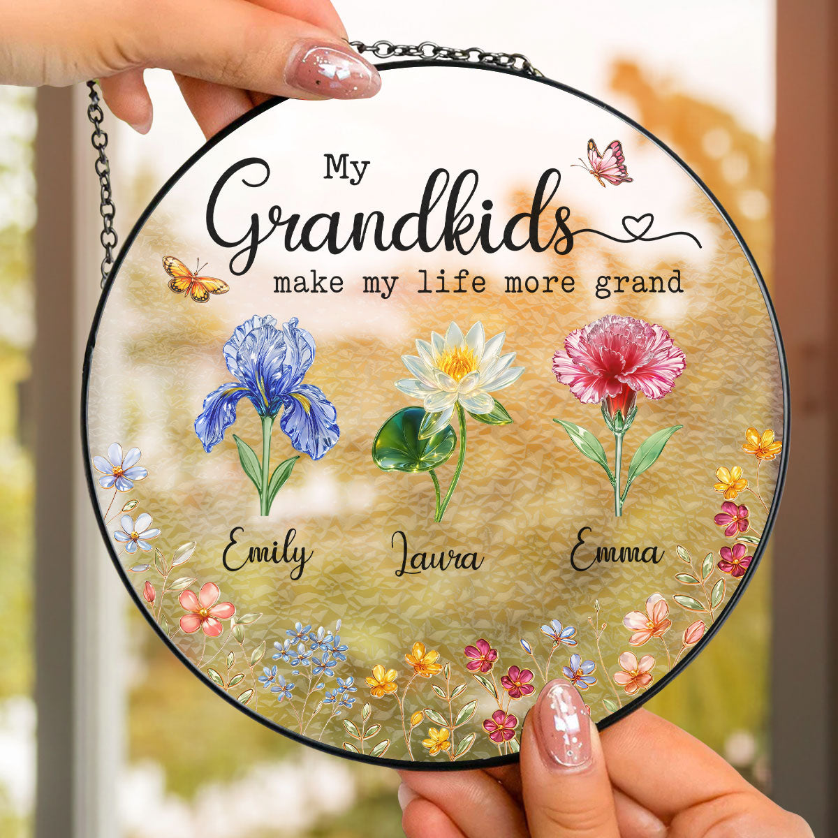 Custom Grandma Hanging Decor, Mother's Day Birthday Gifts • Make Life More Grand With Lovely Kids - Personalized Window Hanging Suncatcher