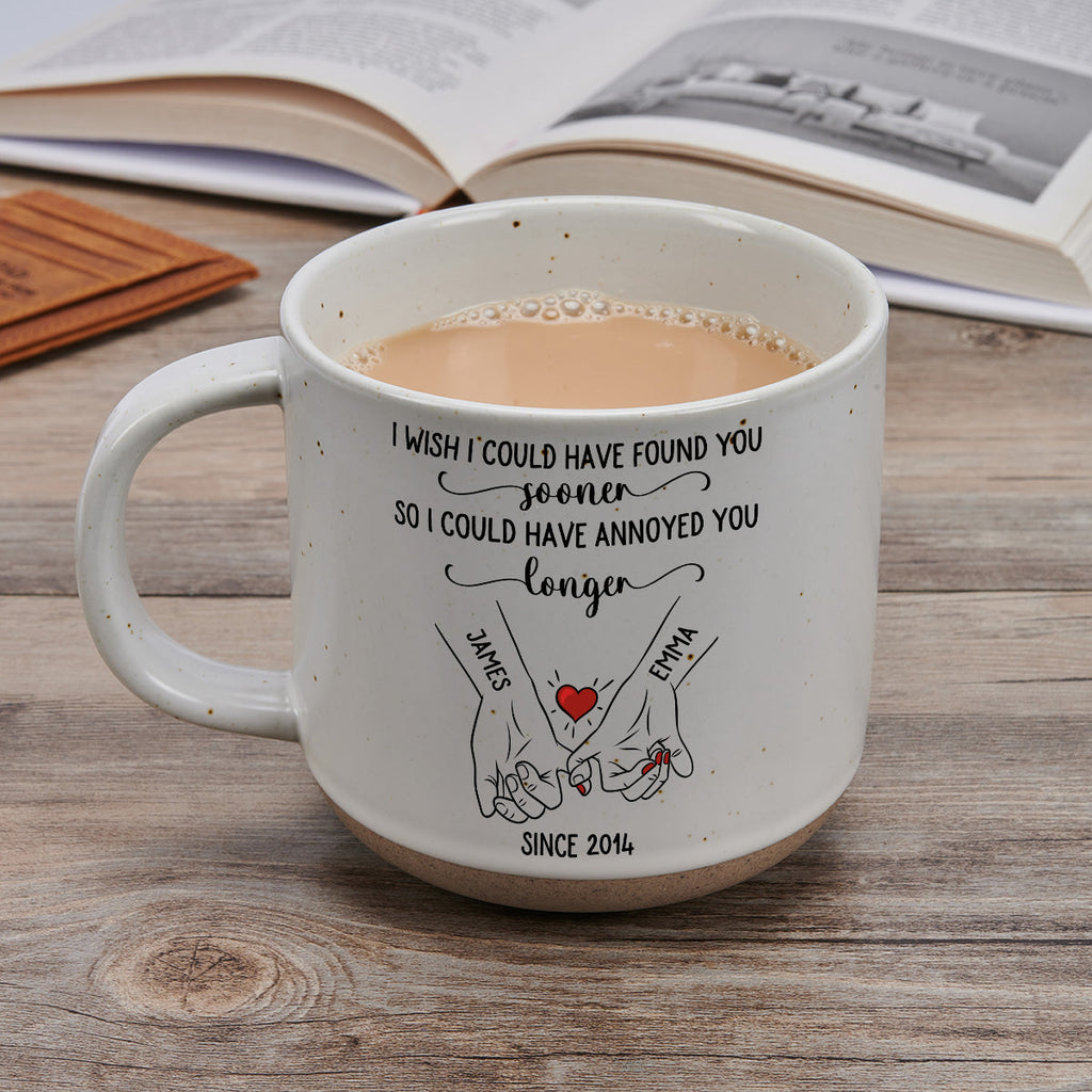 Custom Anniversary Keepsake Gifts For Couple • Meet You Sooner - Personalized Pottery Mug