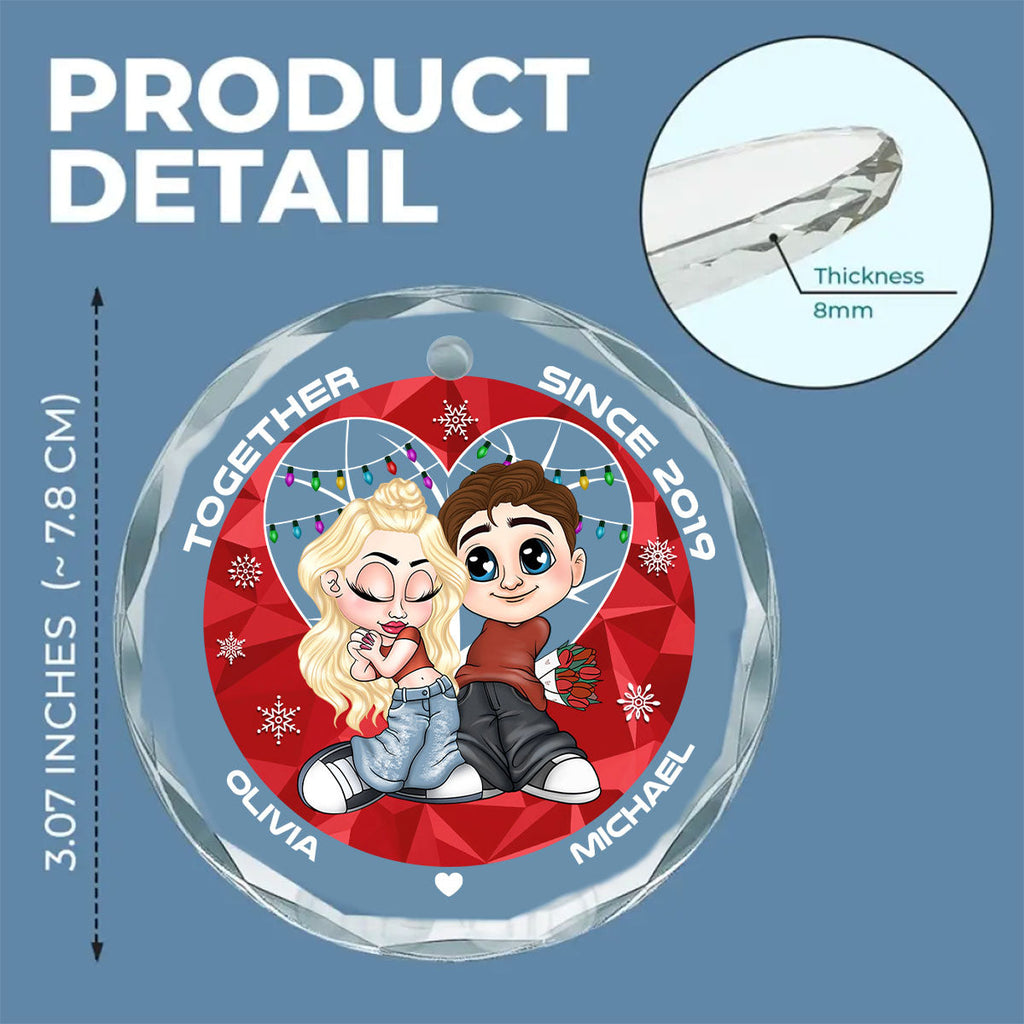 Custom Couple Christmas Ornament, Anniversary Gift •  You & Me Together Since - Personalized Glass Ornament