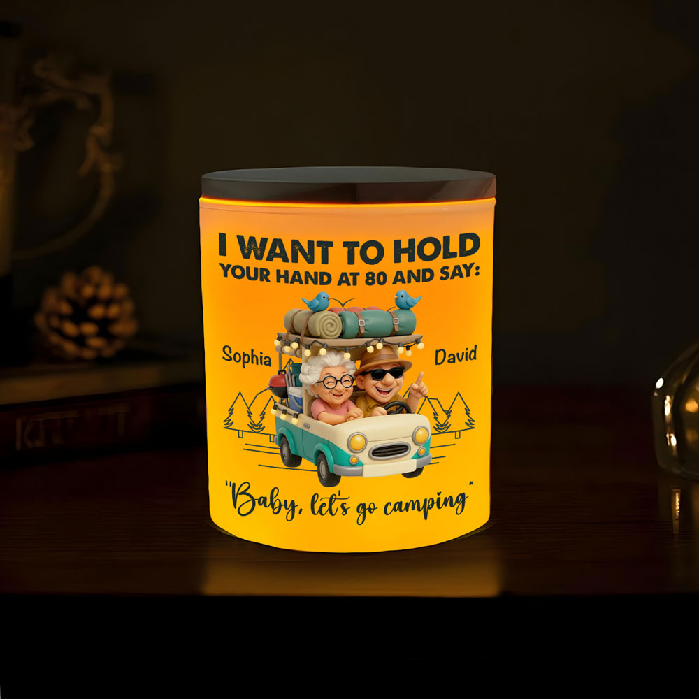 Baby Lets Go Camping - Personalized Glass Jar With LED Candle