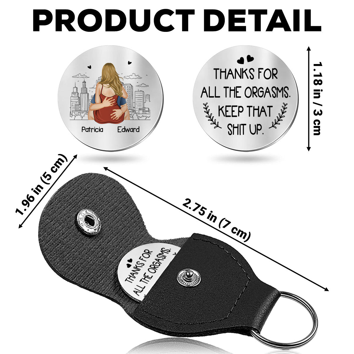 Custom Coin Keychain for Husband, Couple Anniversary Valentine's Day Gifts • Thanks For All The Orgasms - Personalized Pocket Hug