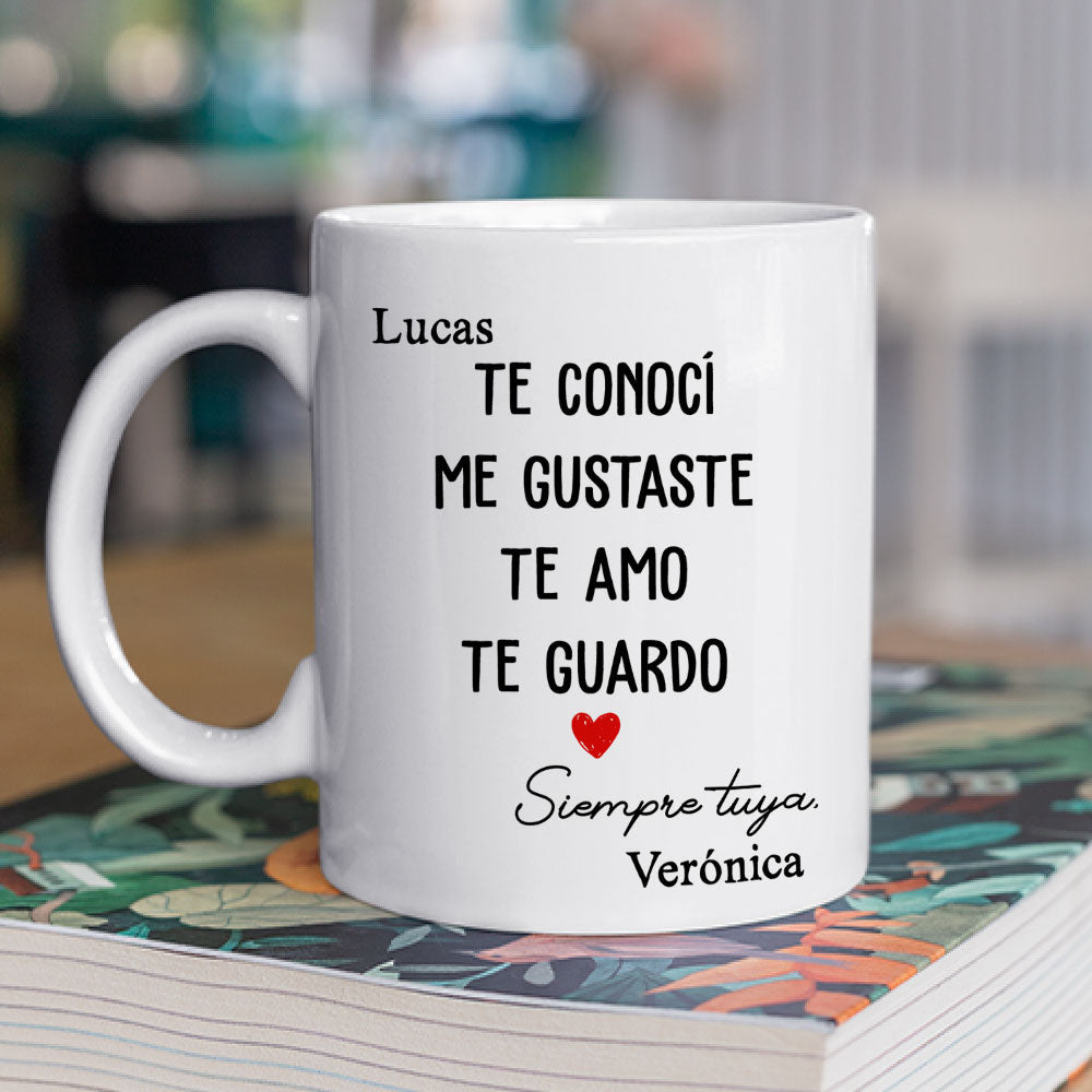 Custom Anniversary Keepsake Gifts For Couple • Te Conocí, Me Gustaste - Taza Personalizada de Café