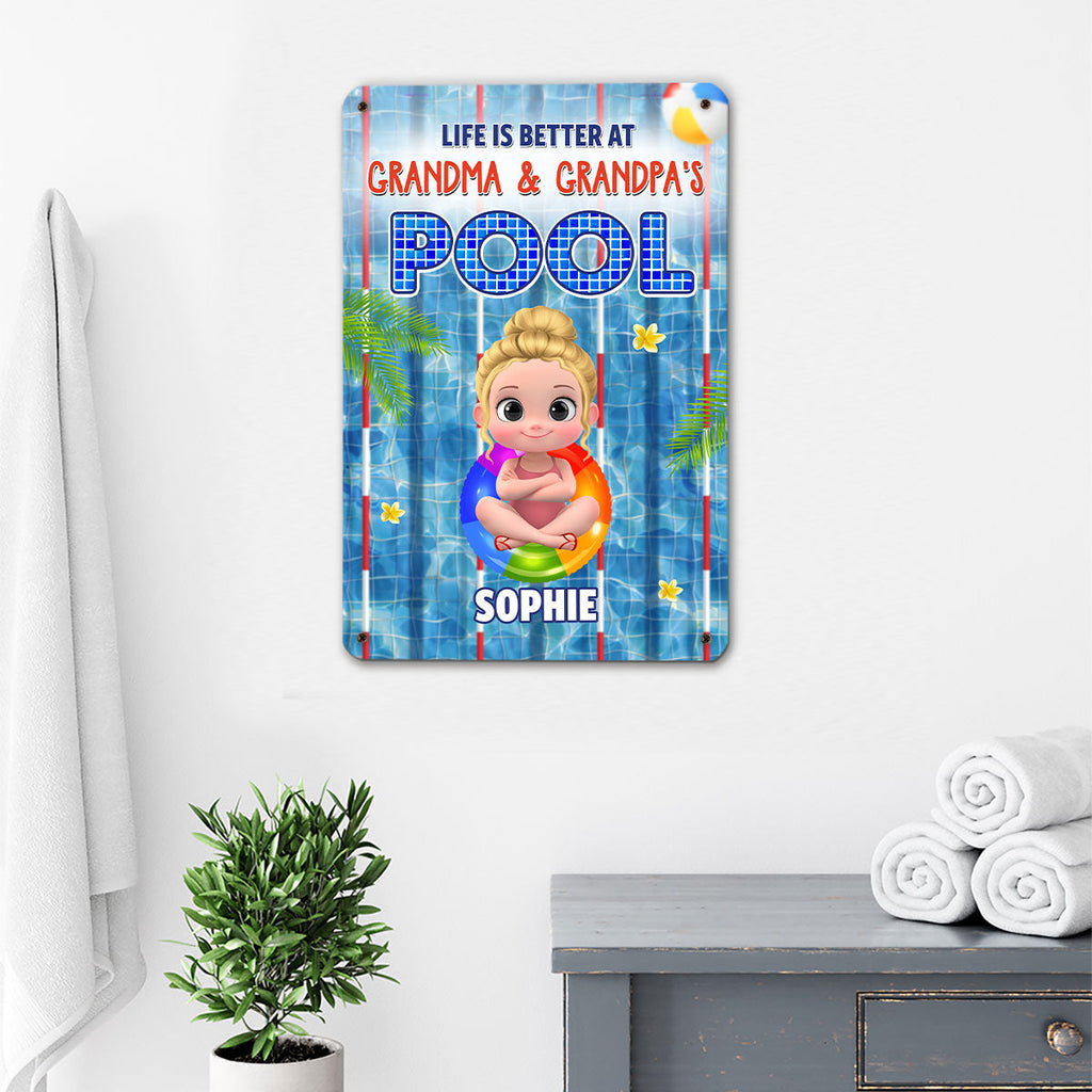 Custom Grandma & Grandpa Summer Backyard, Patio & Porch Decor • Time For The Beach - Personalized Metal Sign