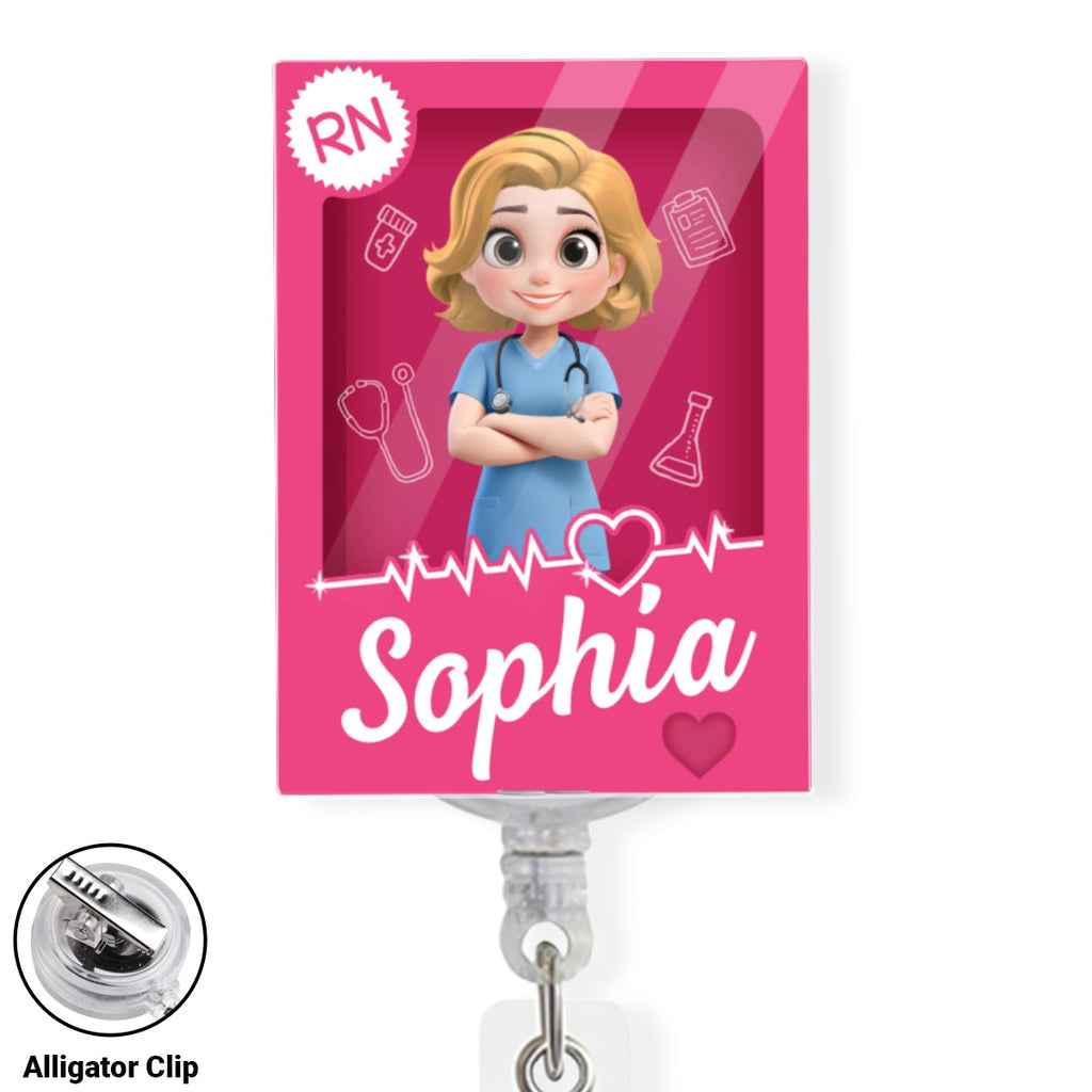 Custom Nurse ID Holder, Christmas Birthday Gifts for Healthcare Workers • I Am Proud Nurse - Personalized Acrylic Badge Reel