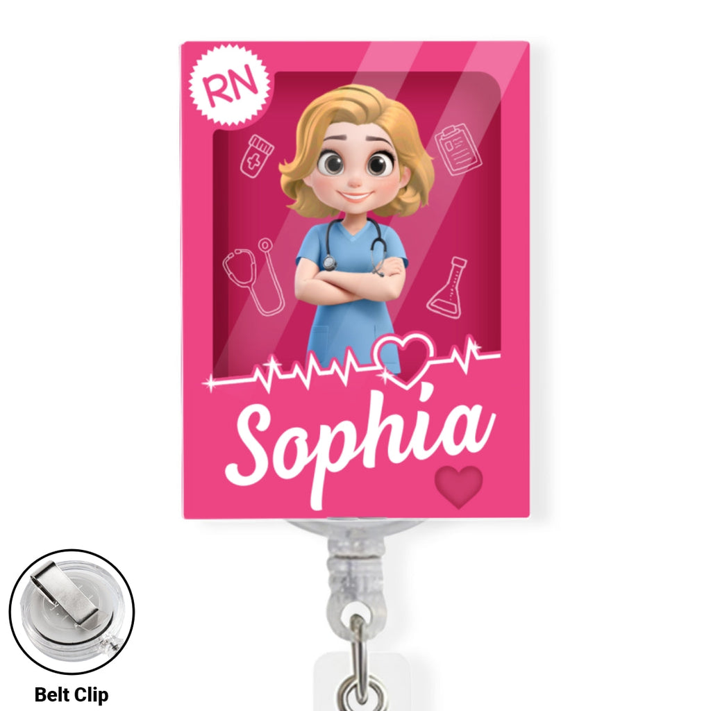 Custom Nurse ID Holder, Christmas Birthday Gifts for Healthcare Workers • I Am Proud Nurse - Personalized Acrylic Badge Reel