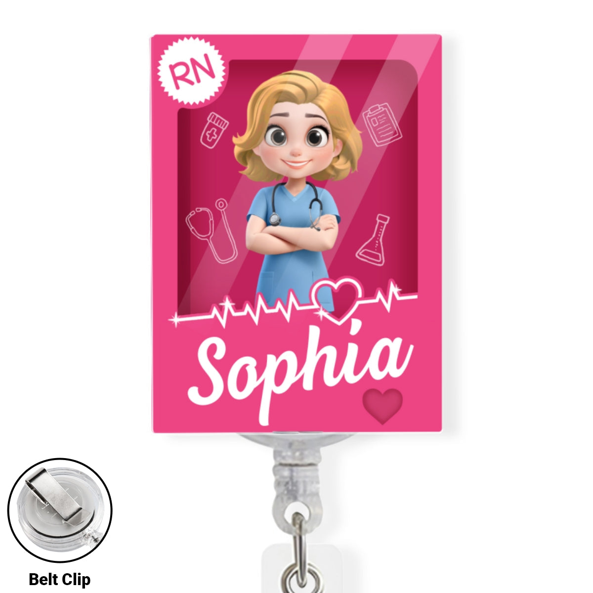 Custom Nurse ID Holder, Christmas Birthday Gifts for Healthcare Workers • I Am Proud Nurse - Personalized Acrylic Badge Reel