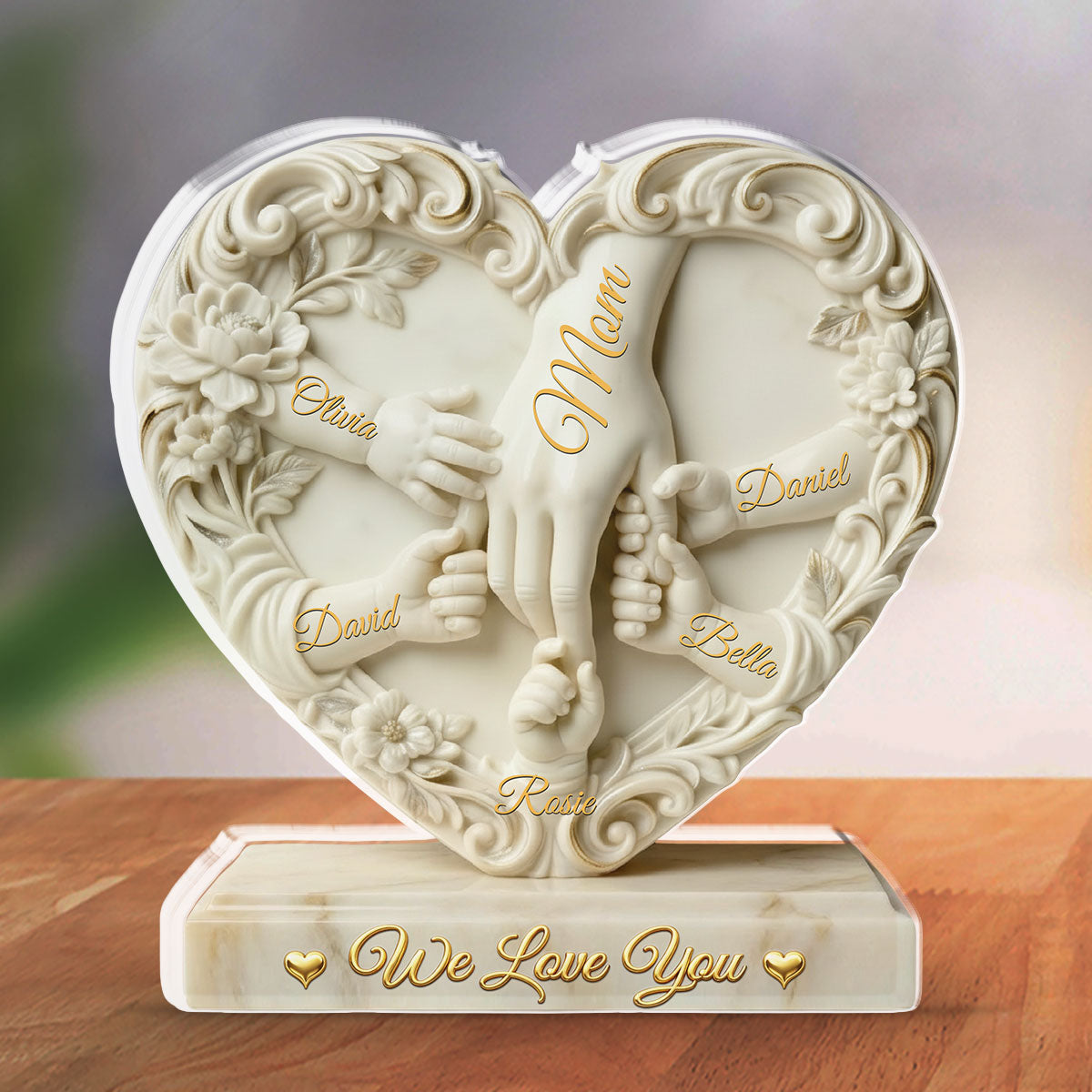 Custom Mother's Day Decor, Gift for Mom & Grandma • Hold Hand - Personalized Acrylic Plaque