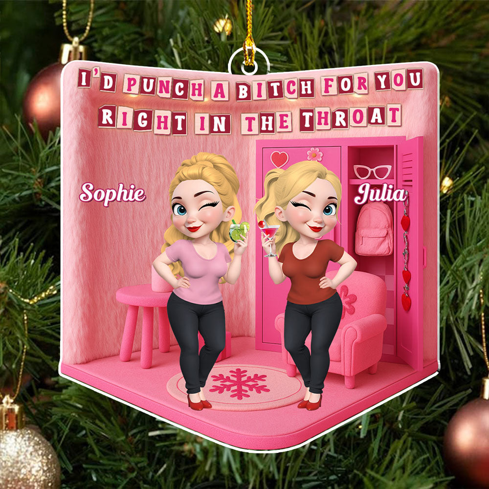 Custom Friendship Christmas Ornament, Best Friend Gift •  Slay All Day Station - Personalized Acrylic Ornament