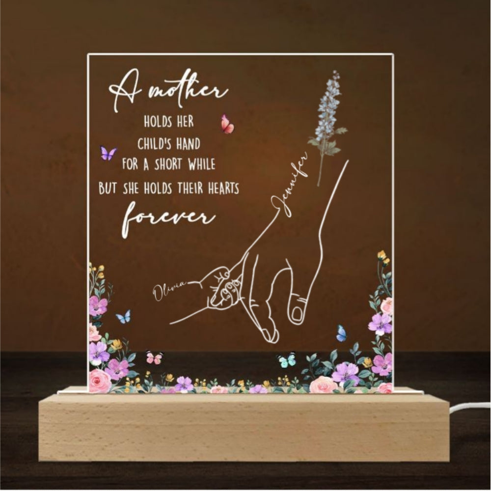 Custom Mother's Day Gift for Mom Grandma • Mother Holds Her Children Heart Forever - Personalized LED Light