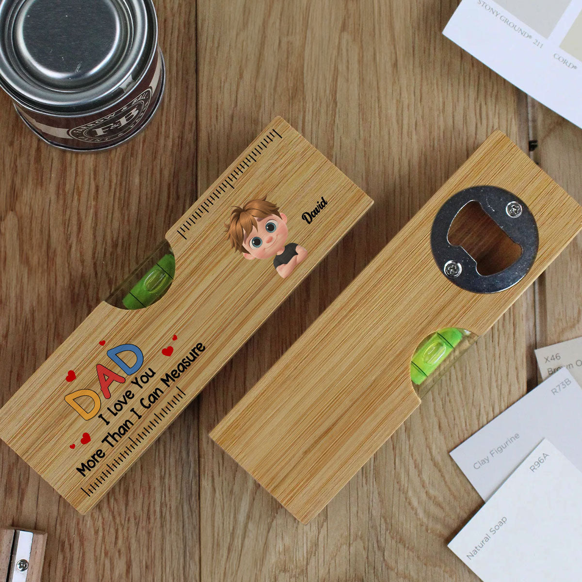 We Love You More Than We Can Measure - Personalized Wooden Spirit Level Bottle Opener
