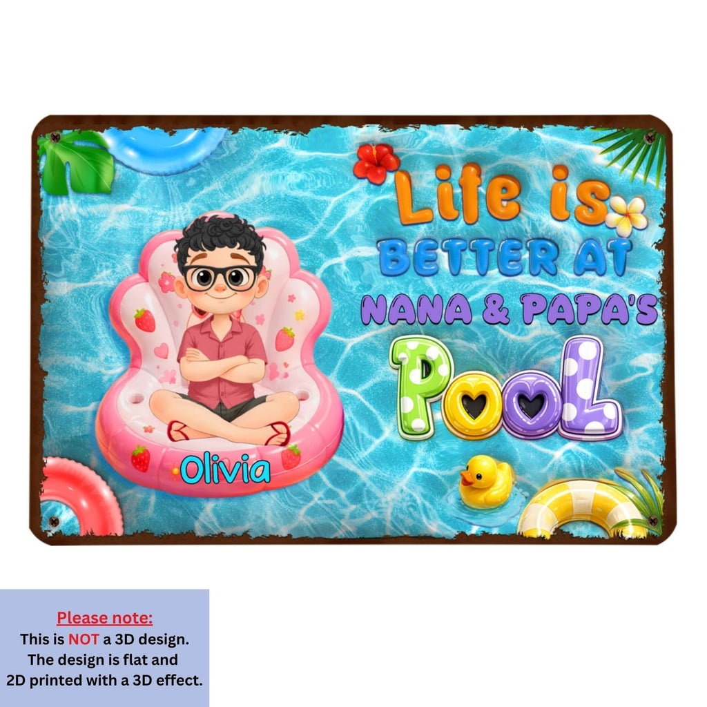 Custom 3D Family Summer Backyard, Patio & Porch Decor • Come To The Pool - Personalized 3D Effect Metal Sign