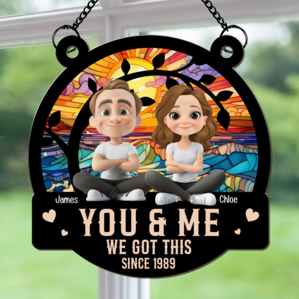 Custom Couple Hanging Decor, Anniversary Valentine's Day Gifts • Together Forever - Personalized Suncatcher