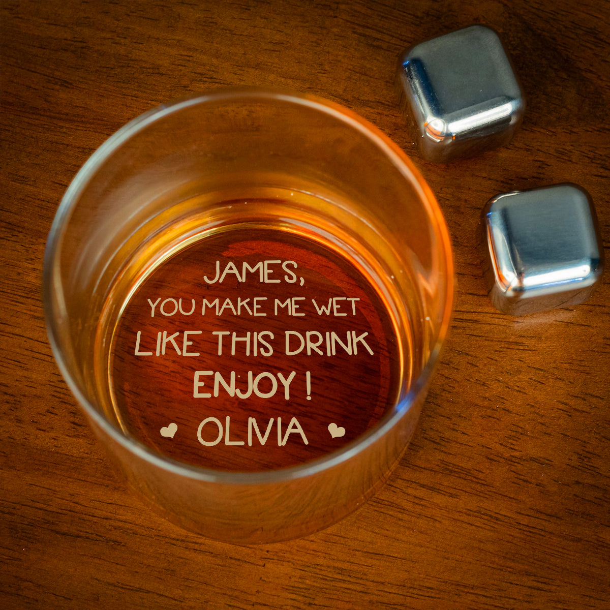 Custom Christmas Anniversary Birthday Drinkware Gifts for Couple • Enjoy Me - Personalized Engraved Whiskey Glass