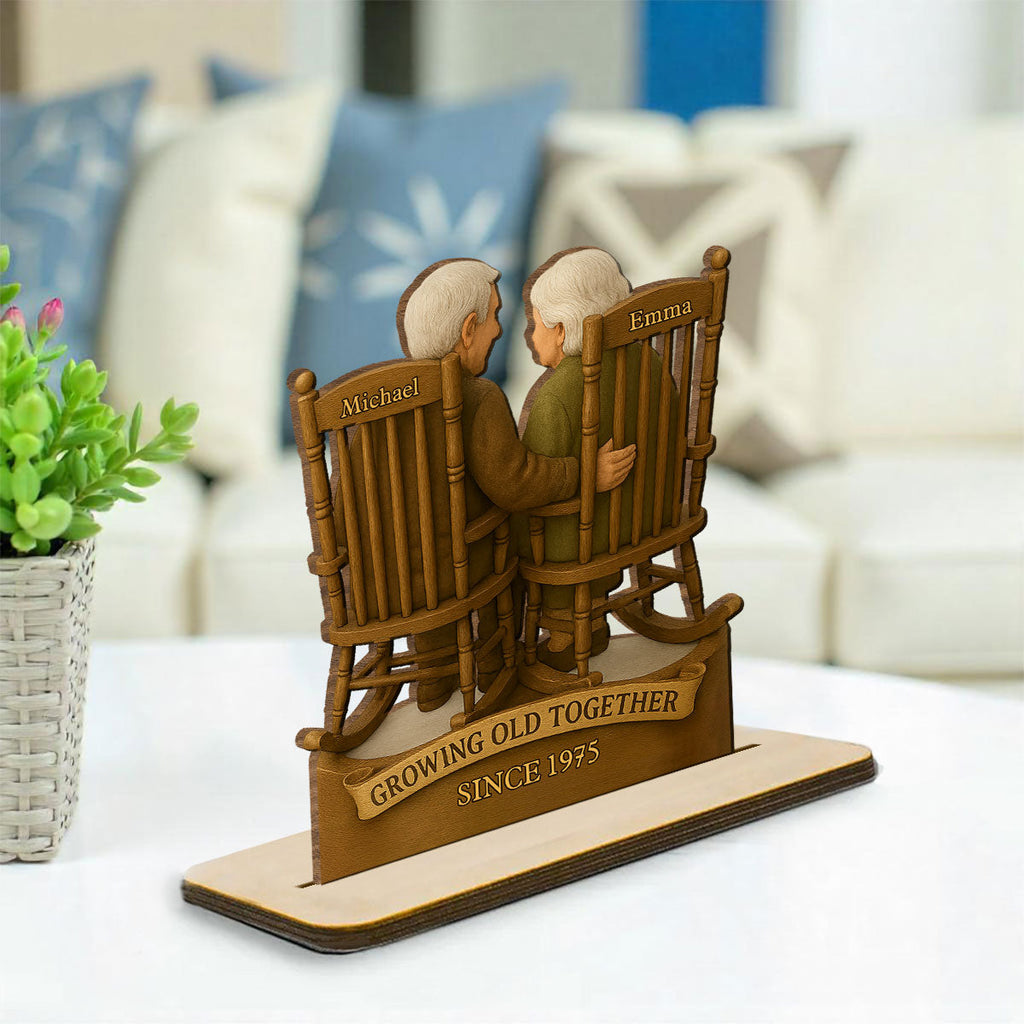 Custom Decor for Wife, Gift for Her • Love That Grows With Time - Personalized 2-Layer Wood Plaque With Flat Base