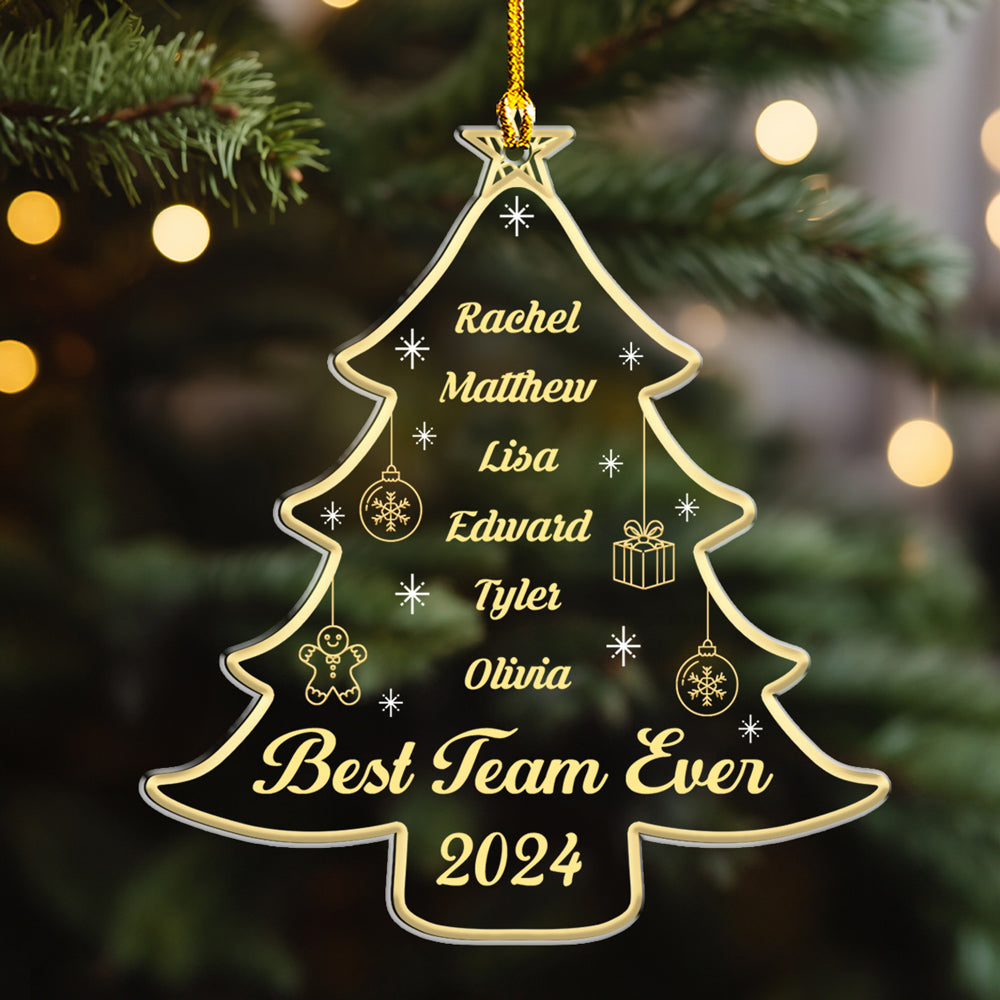 Custom Coworker Christmas Ornament, Team Appreciation Gift •  Best Team Ever Tree - Personalized Acrylic Ornament