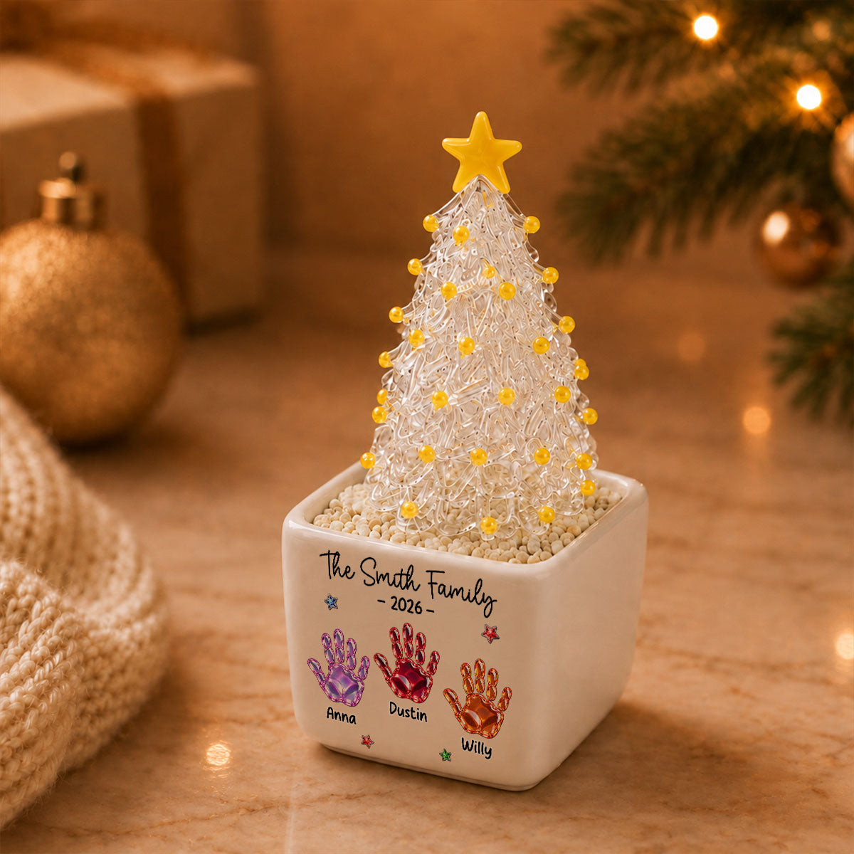 Family Stocking - Personalized Glass Christmas Tree