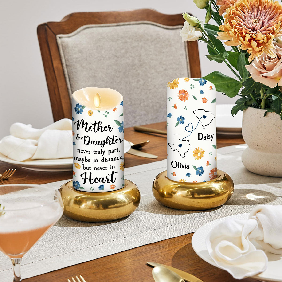 Mother And Daughter - Personalized LED Candle