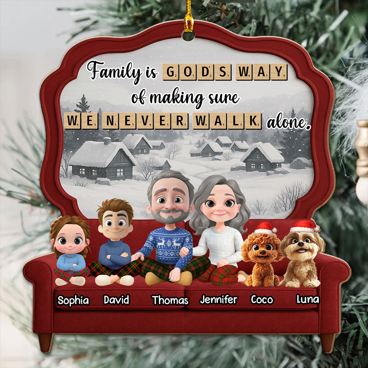 Custom Family Ornament, Christmas Gift for Family Members •  Family Is Where Love Grows - Personalized 3D Effect Wood Ornament