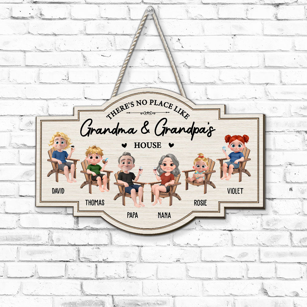 Custom Family Campground Sign, Campsite Outdoor Wall Decor • No Place Like Grandma House - Personalized Wood Sign
