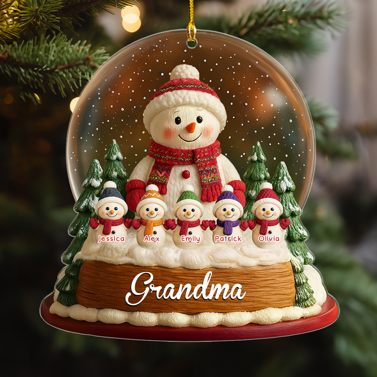 Custom Family Ornament, Christmas Gift for Family Members •  Snowman Grandkids - Personalized Acrylic Ornament