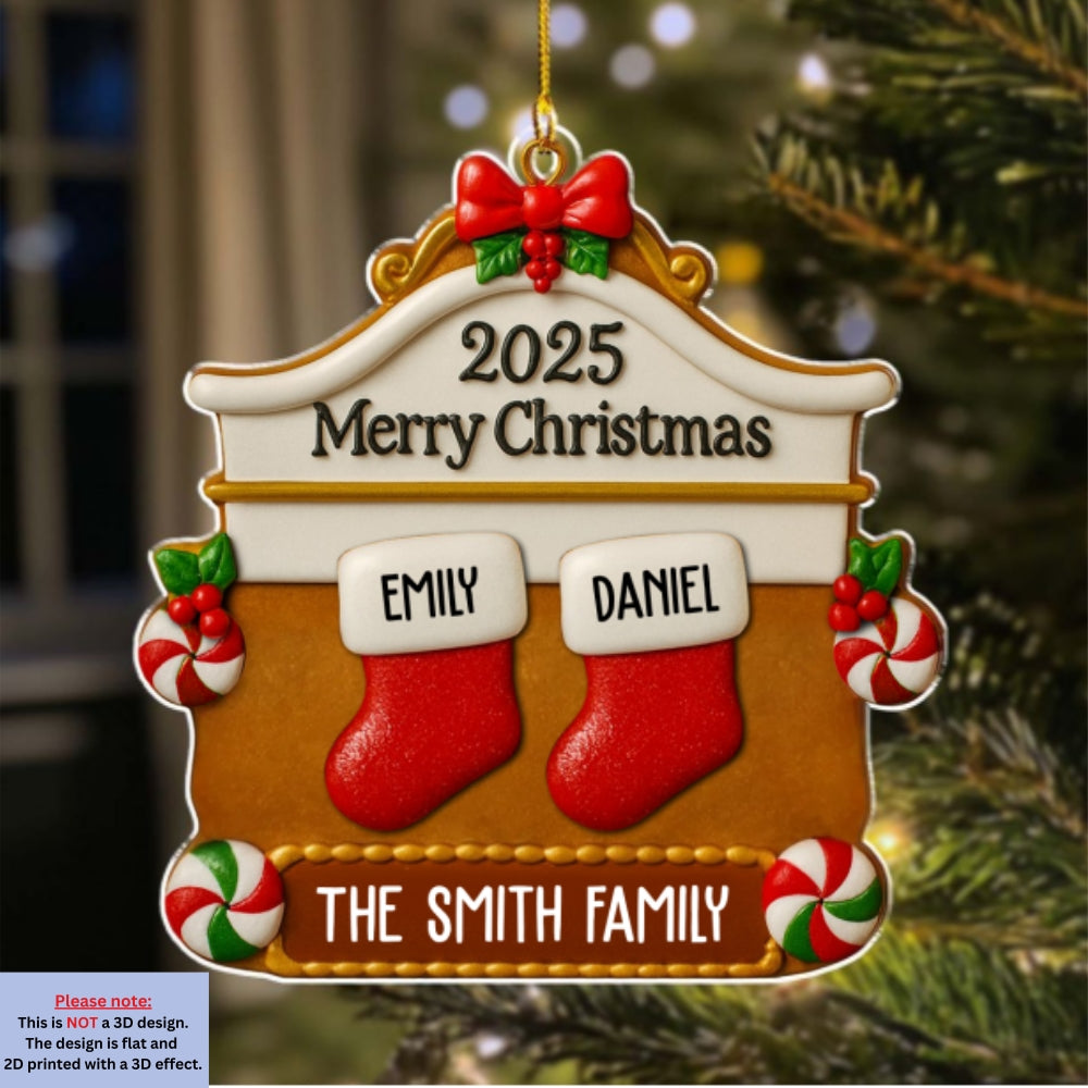 Custom Family Ornament, Christmas Gift for Family Members •  Christmas Family Stocking - Personalized Acrylic Ornament