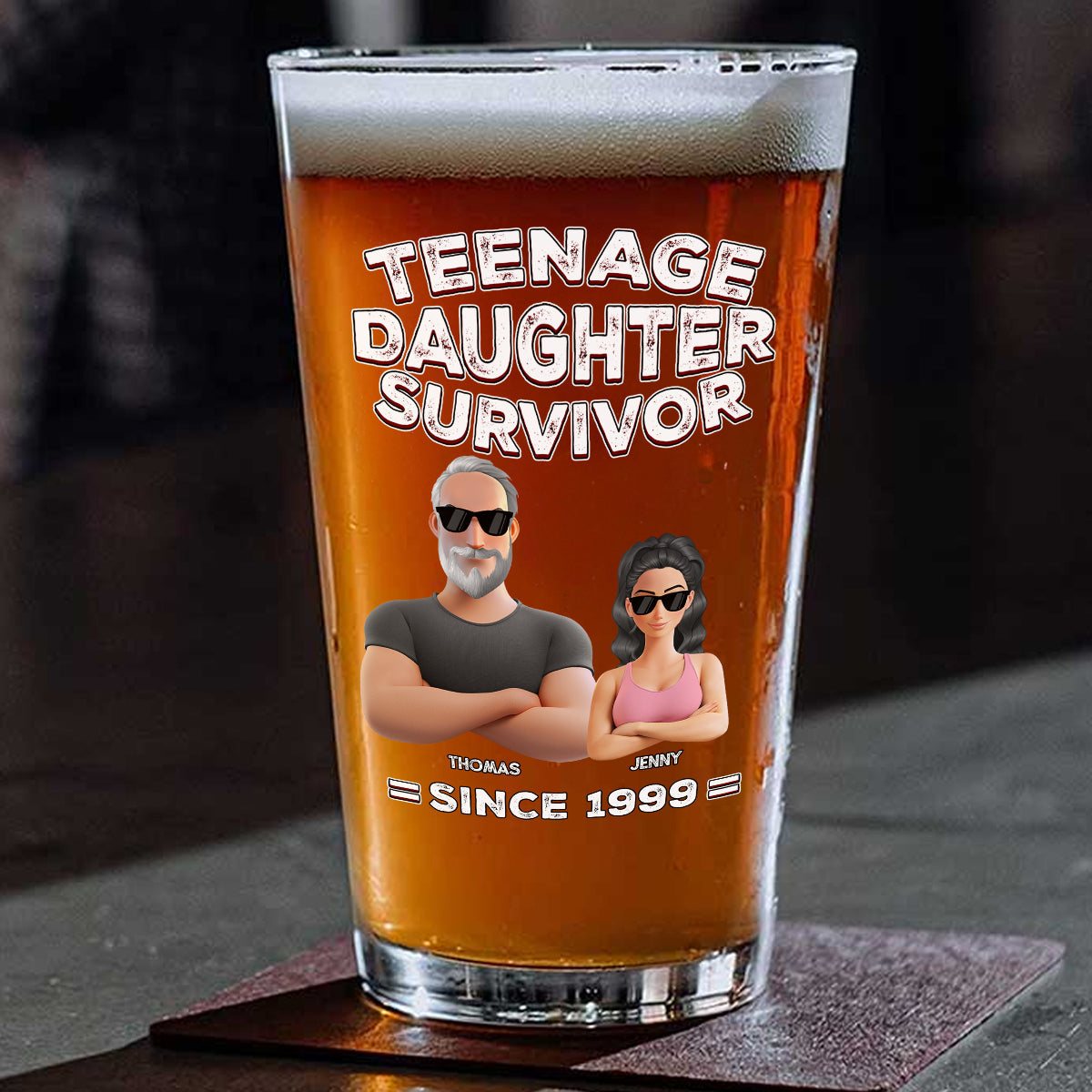 Teenage Daughter Survivor - Personalized Beer Glass