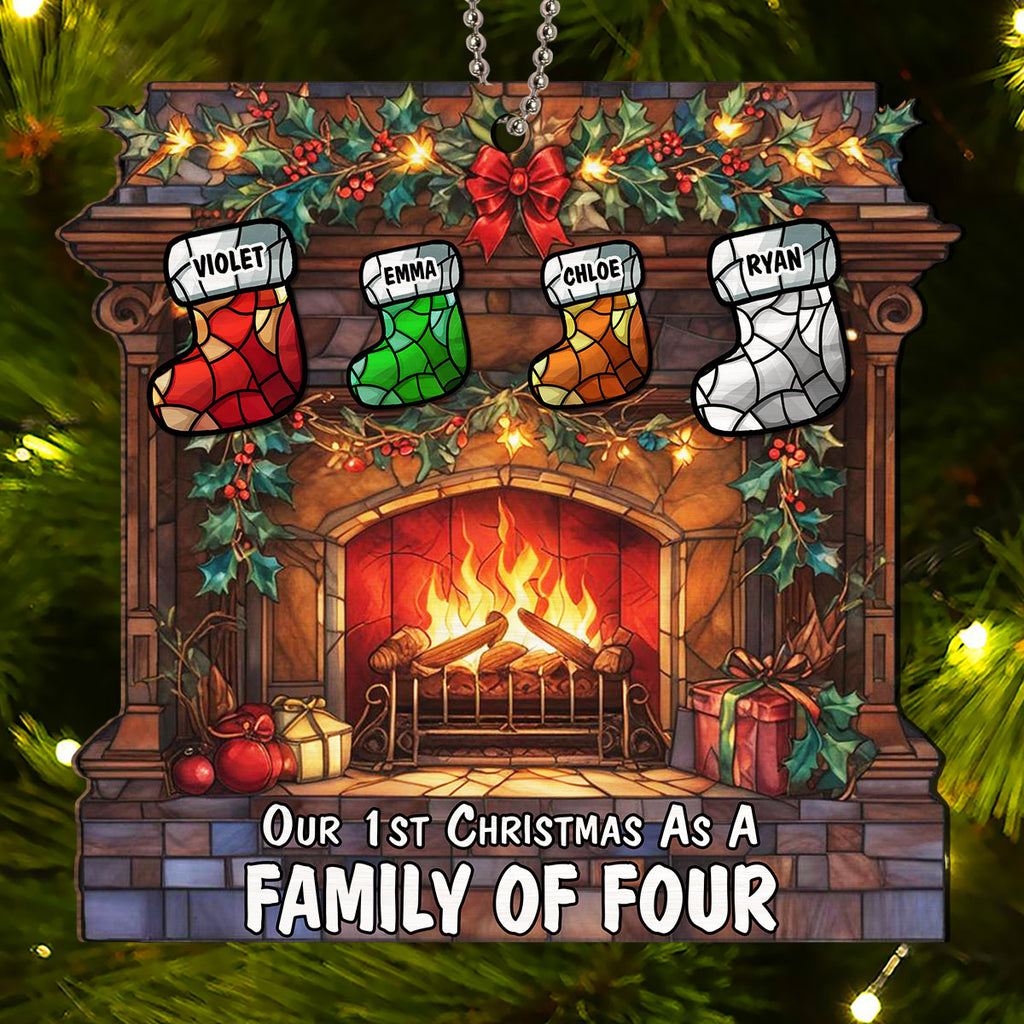 Custom Family First Christmas Ornament •  As A Family Of - Personalized Suncatcher Ornament