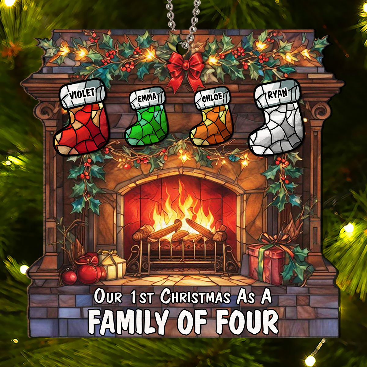Custom Family First Christmas Ornament •  As A Family Of - Personalized Suncatcher Ornament