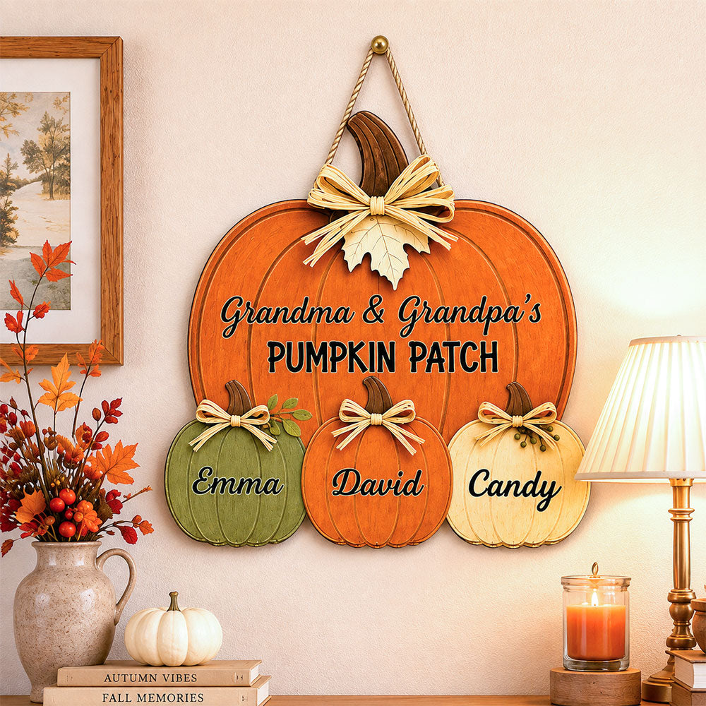 Custom Home & Wall Decor, Birthday & Christmas Gift • A Pumpkin Patch Full Love - Personalized Wood Sign