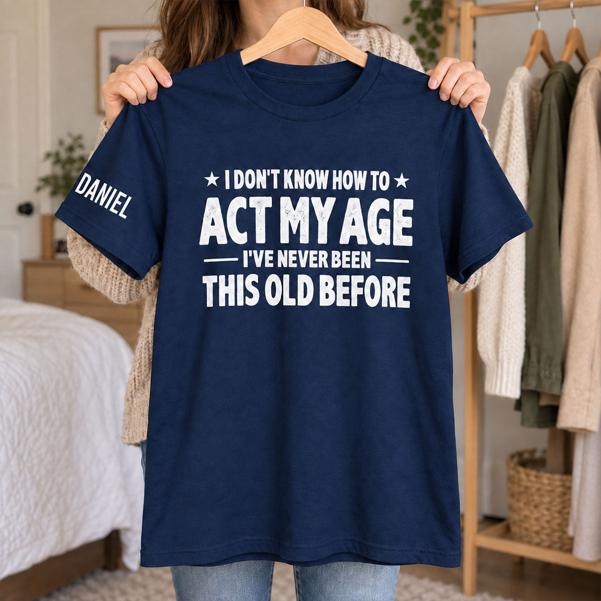 Custom Christmas & Birthday Gift for Dad, Grandpa • Doing My Best - Personalized Shirt With Design On Sleeve