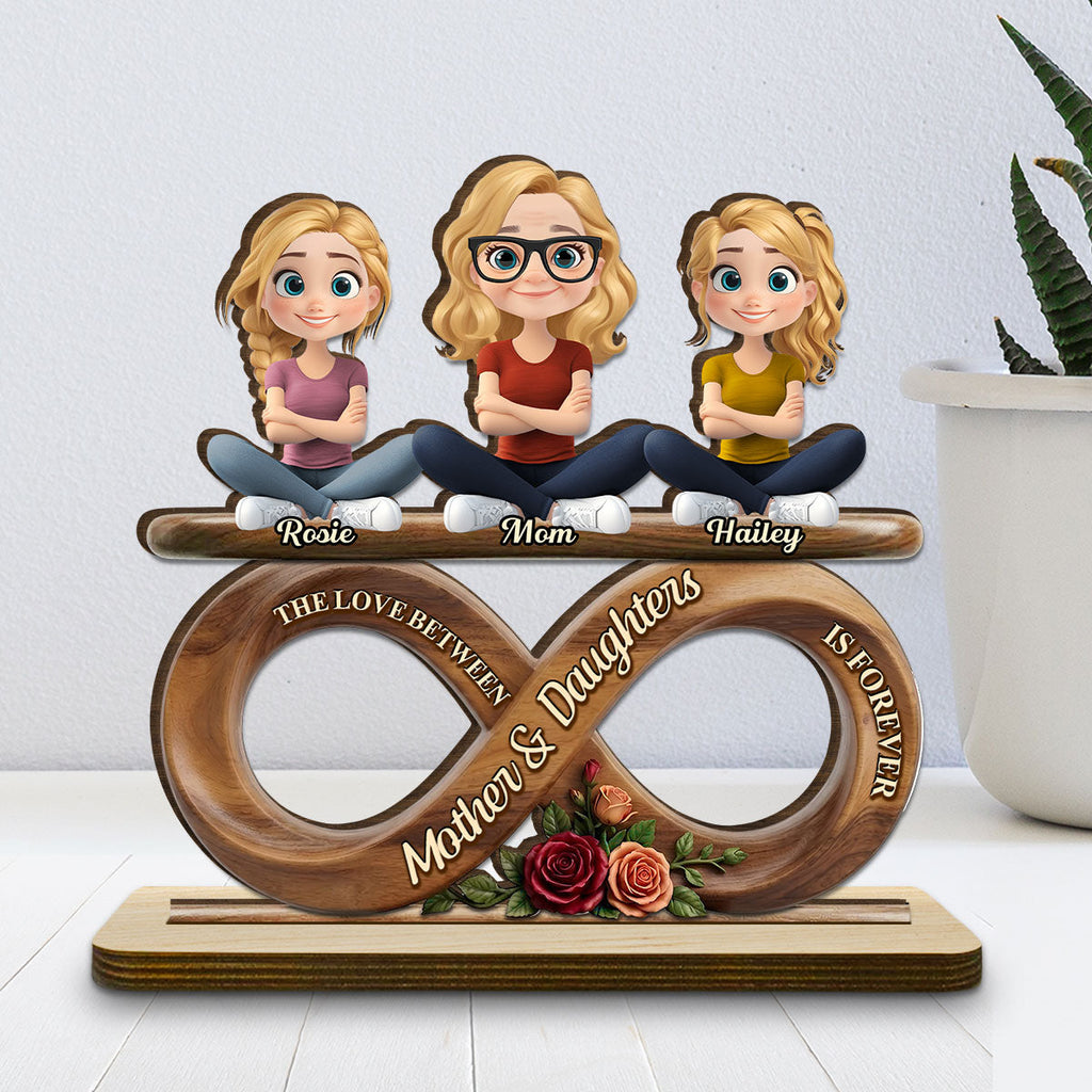 Custom Mother's Day Decor, Gift for Mom & Grandma • Never End - Personalized 2-Layer Wood Plaque With Flat Base