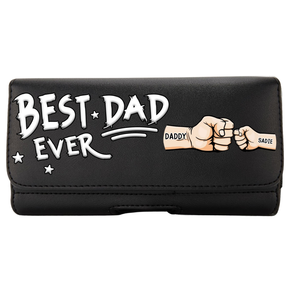 Best Dad - Personalized Leather Phone And Card Holster