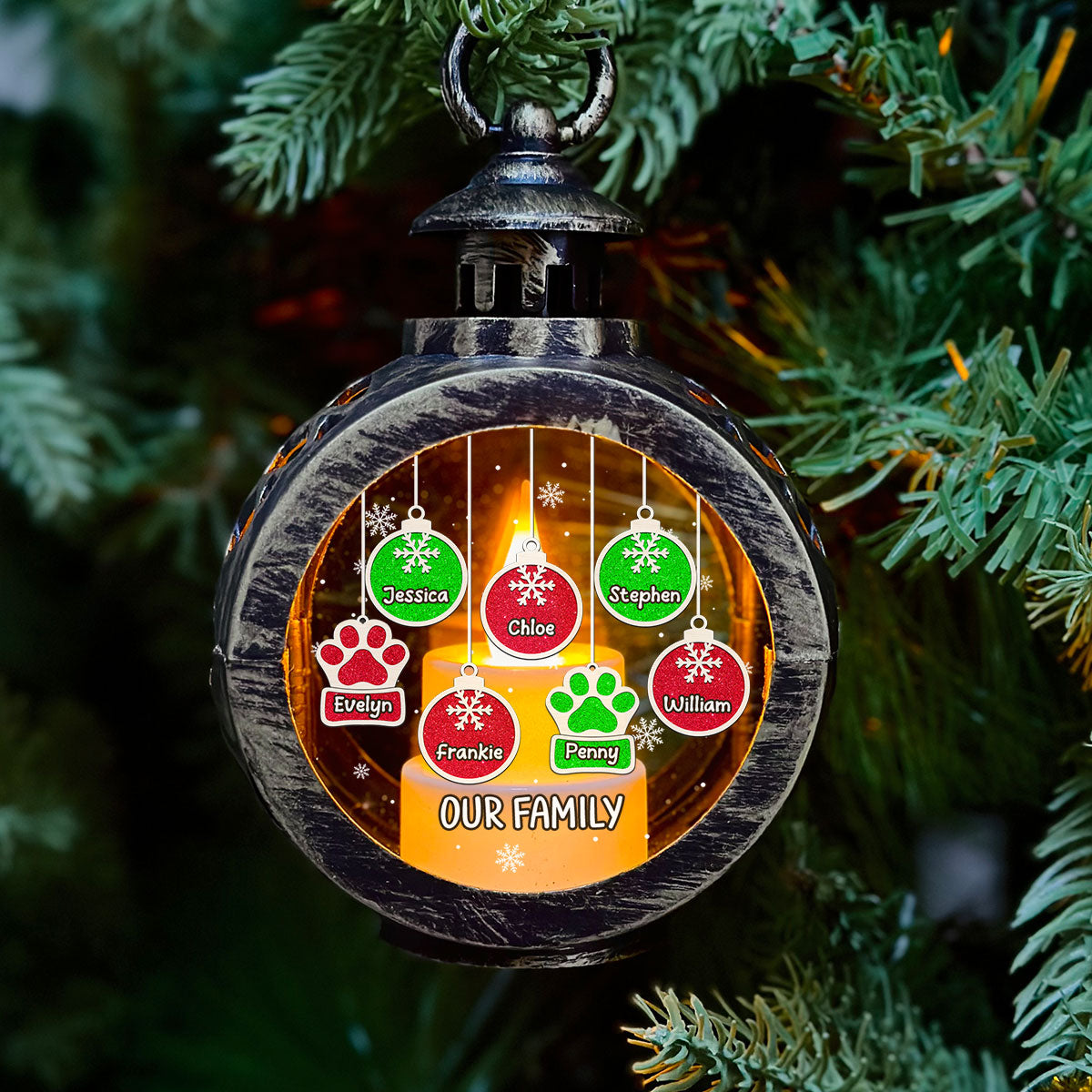 Custom Name Family Christmas Gifts, Holiday Decor • Cozy Christmas - Personalized Christmas Lantern