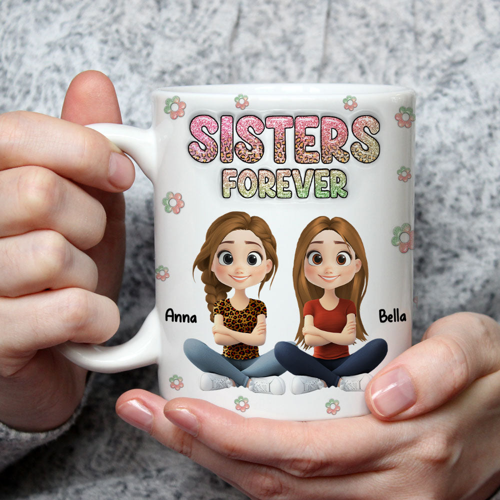 Custom Best Friend, Christmas & Birthday Friendship Keepsake Gift • Always My Bestfriend Cartoonize - Personalized 3D Inflated Effect Mug