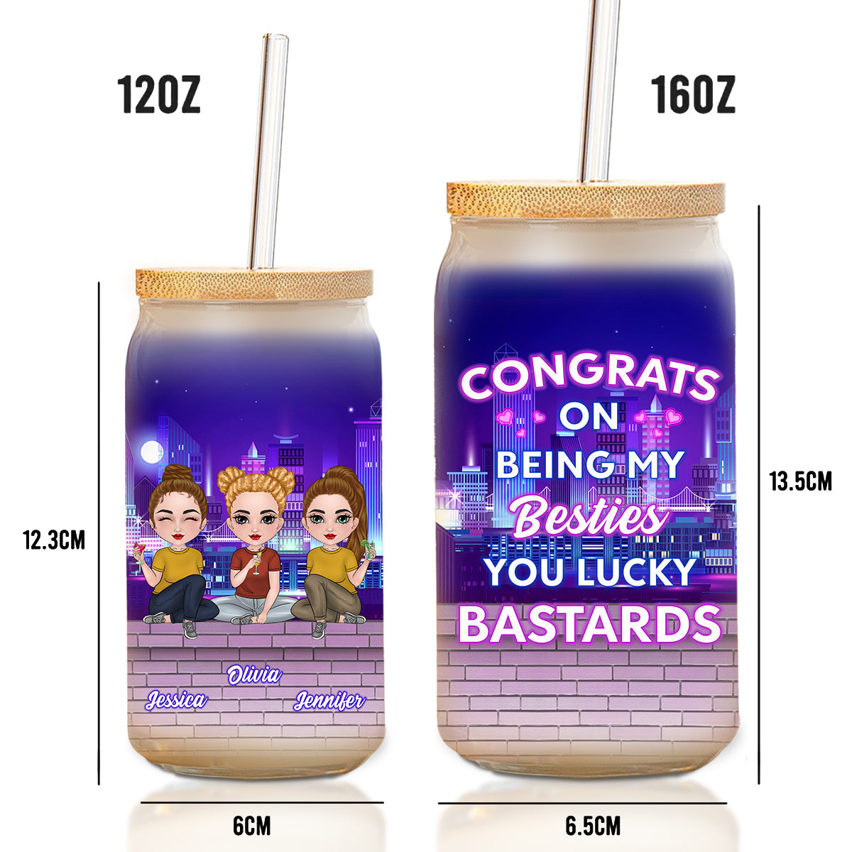 Congrats On Being My Bestie - Personalized Glass Can